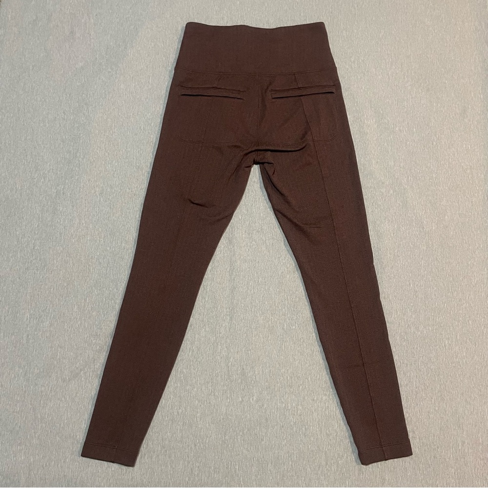 Athleta Delancey Herringbone Tight Brown Leggings Size Small Petite Workwear - Picture 8 of 11